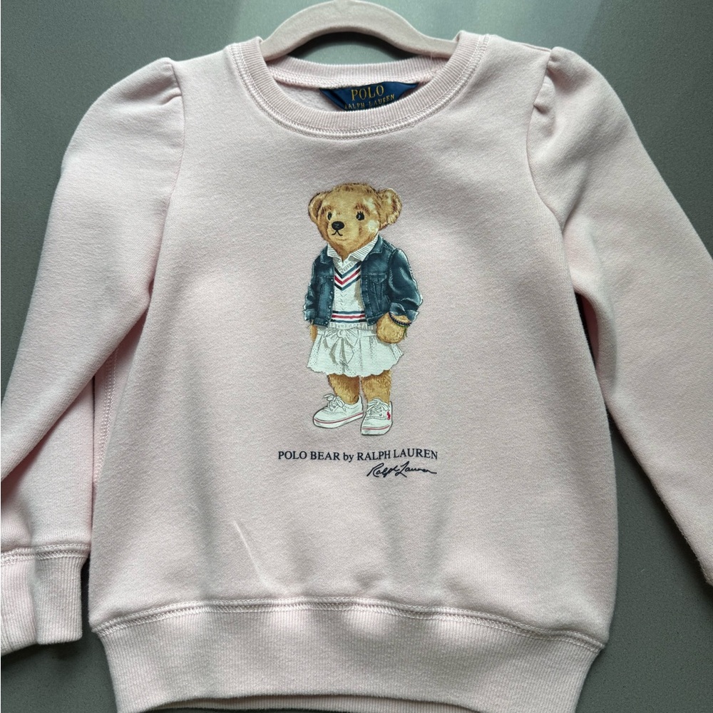 Polo by Ralph Lauren Girls Pink Bear Graphic Sweatshirt